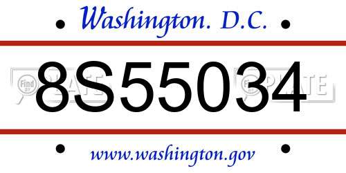 8S55034 District Of Columbia License Plate