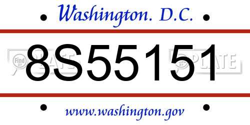 8S55151 District Of Columbia License Plate