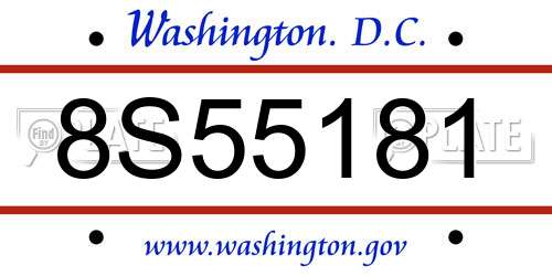 8S55181 District Of Columbia License Plate