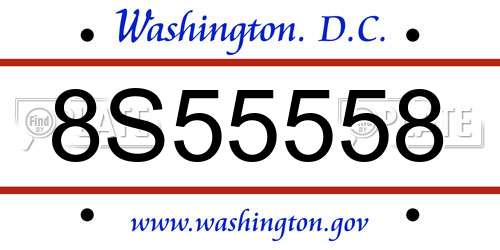8S55558 District Of Columbia License Plate
