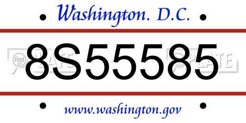 8S55585 District Of Columbia License Plate
