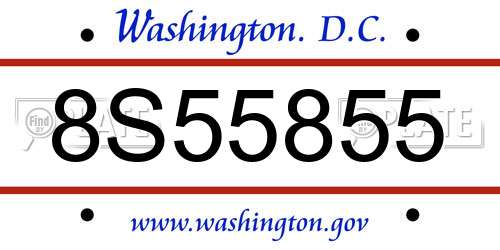 8S55855 District Of Columbia License Plate