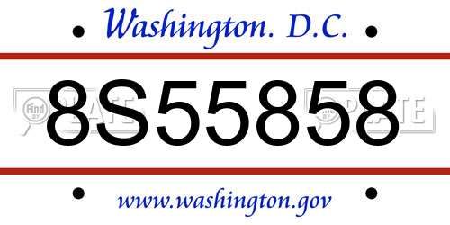 8S55858 District Of Columbia License Plate