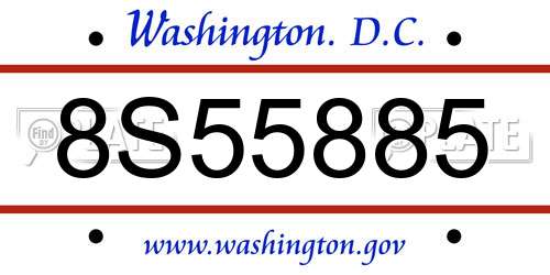 8S55885 District Of Columbia License Plate