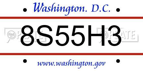 8S55H3 District Of Columbia License Plate
