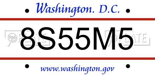 8S55M5 District Of Columbia License Plate