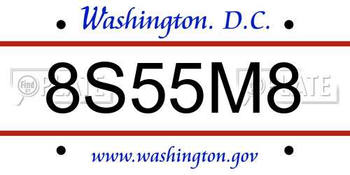 8S55M8 District Of Columbia License Plate