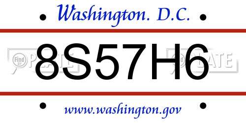 8S57H6 District Of Columbia License Plate