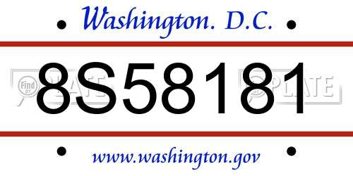 8S58181 District Of Columbia License Plate