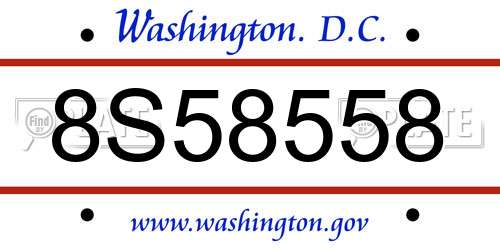 8S58558 District Of Columbia License Plate