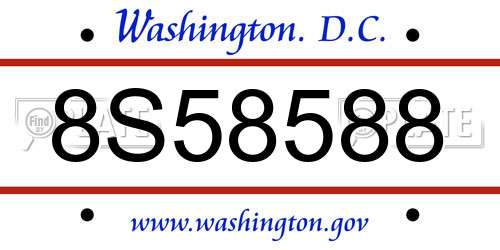 8S58588 District Of Columbia License Plate