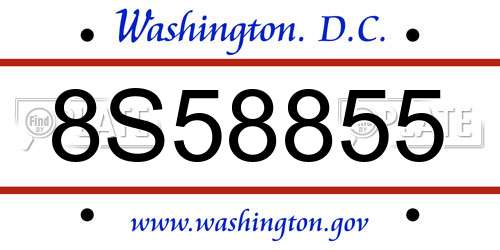 8S58855 District Of Columbia License Plate