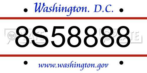8S58888 District Of Columbia License Plate