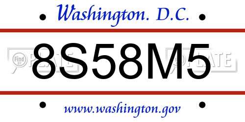 8S58M5 District Of Columbia License Plate