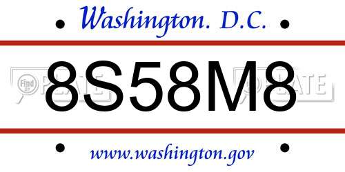 8S58M8 District Of Columbia License Plate