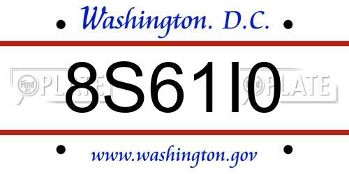 8S61I0 District Of Columbia License Plate
