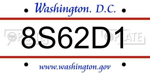 8S62D1 District Of Columbia License Plate