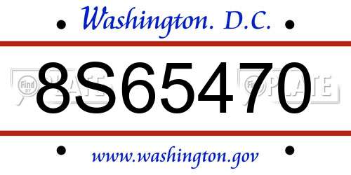 8S65470 District Of Columbia License Plate