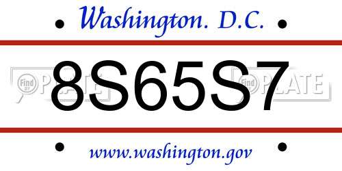 8S65S7 District Of Columbia License Plate