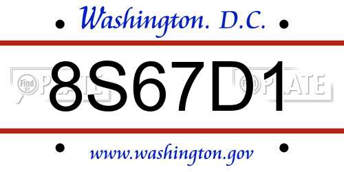 8S67D1 District Of Columbia License Plate