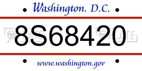 8S68420 District Of Columbia License Plate