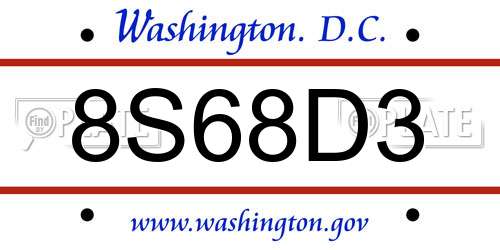 8S68D3 District Of Columbia License Plate