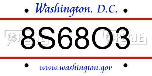 8S68O3 District Of Columbia License Plate