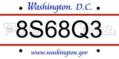 8S68Q3 District Of Columbia License Plate