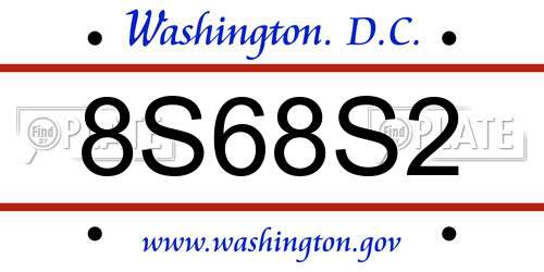 8S68S2 District Of Columbia License Plate