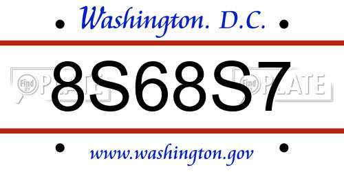 8S68S7 District Of Columbia License Plate