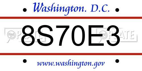 8S70E3 District Of Columbia License Plate