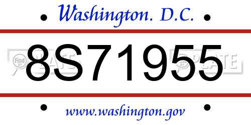 8S71955 District Of Columbia License Plate