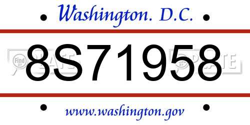 8S71958 District Of Columbia License Plate