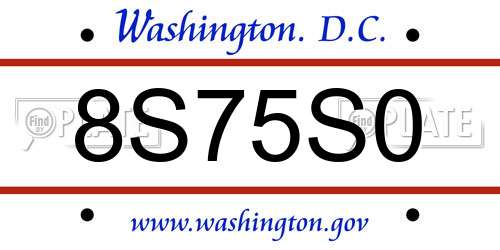 8S75S0 District Of Columbia License Plate