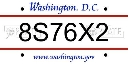 8S76X2 District Of Columbia License Plate