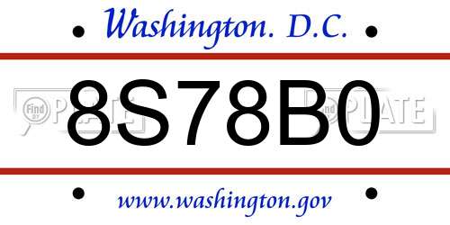 8S78B0 District Of Columbia License Plate