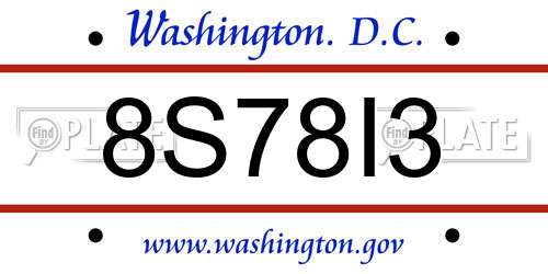 8S78I3 District Of Columbia License Plate