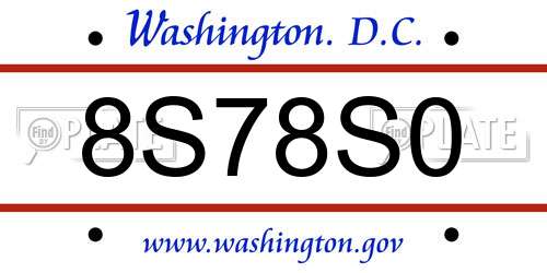 8S78S0 District Of Columbia License Plate