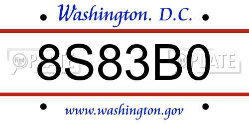 8S83B0 District Of Columbia License Plate