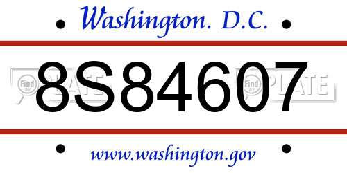 8S84607 District Of Columbia License Plate
