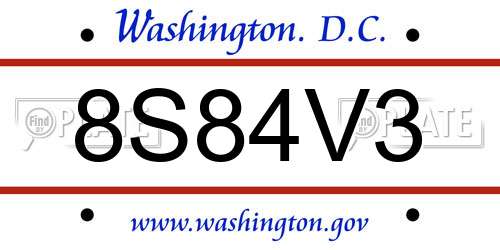 8S84V3 District Of Columbia License Plate