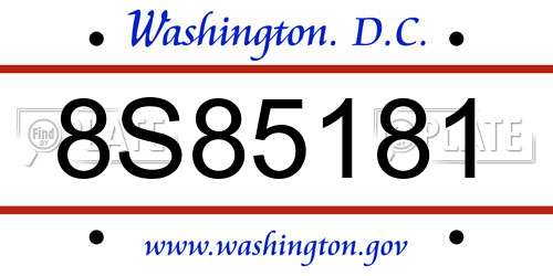 8S85181 District Of Columbia License Plate