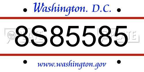 8S85585 District Of Columbia License Plate