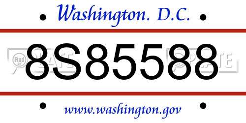 8S85588 District Of Columbia License Plate