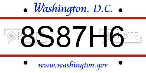 8S87H6 District Of Columbia License Plate