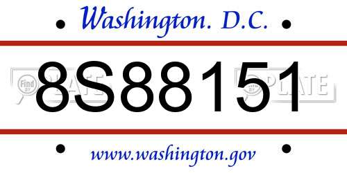 8S88151 District Of Columbia License Plate