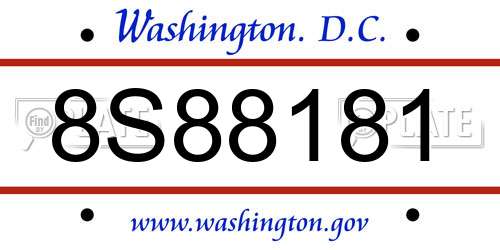 8S88181 District Of Columbia License Plate