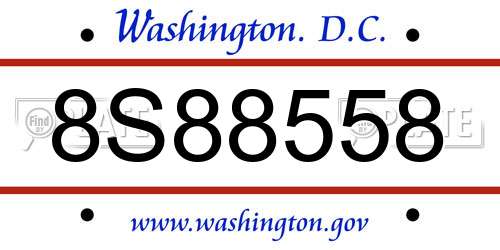 8S88558 District Of Columbia License Plate