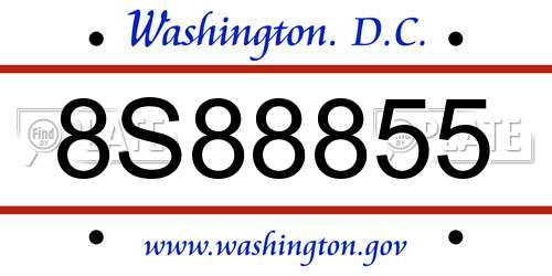 8S88855 District Of Columbia License Plate