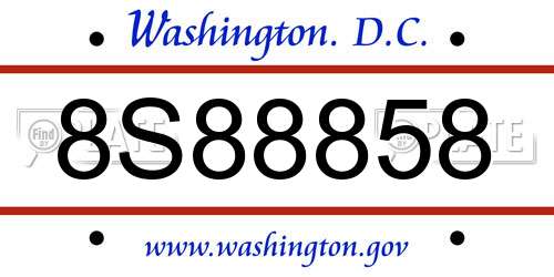 8S88858 District Of Columbia License Plate